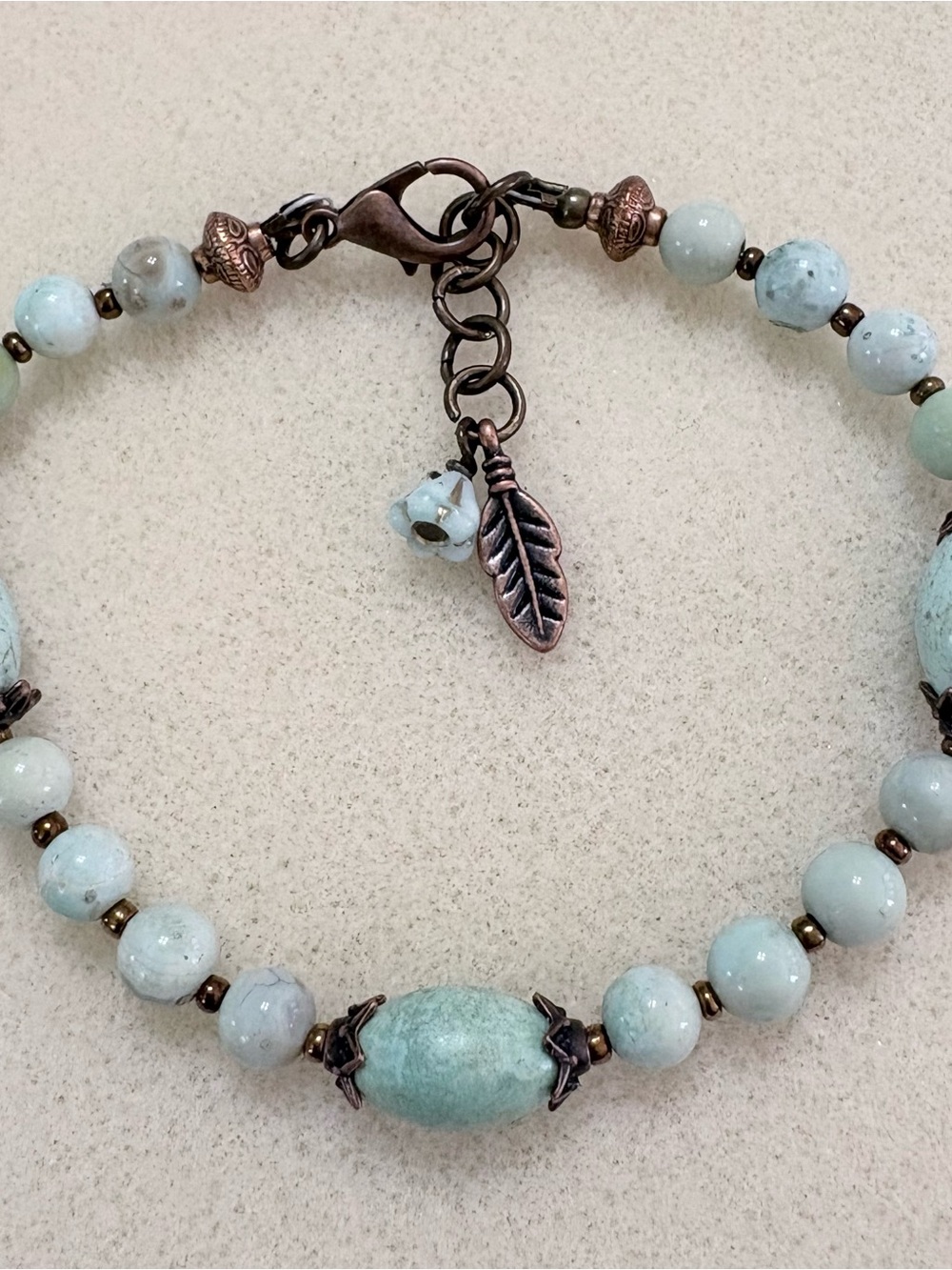 Dragon skin Jasper Beaded Bracelet with Copper Accents